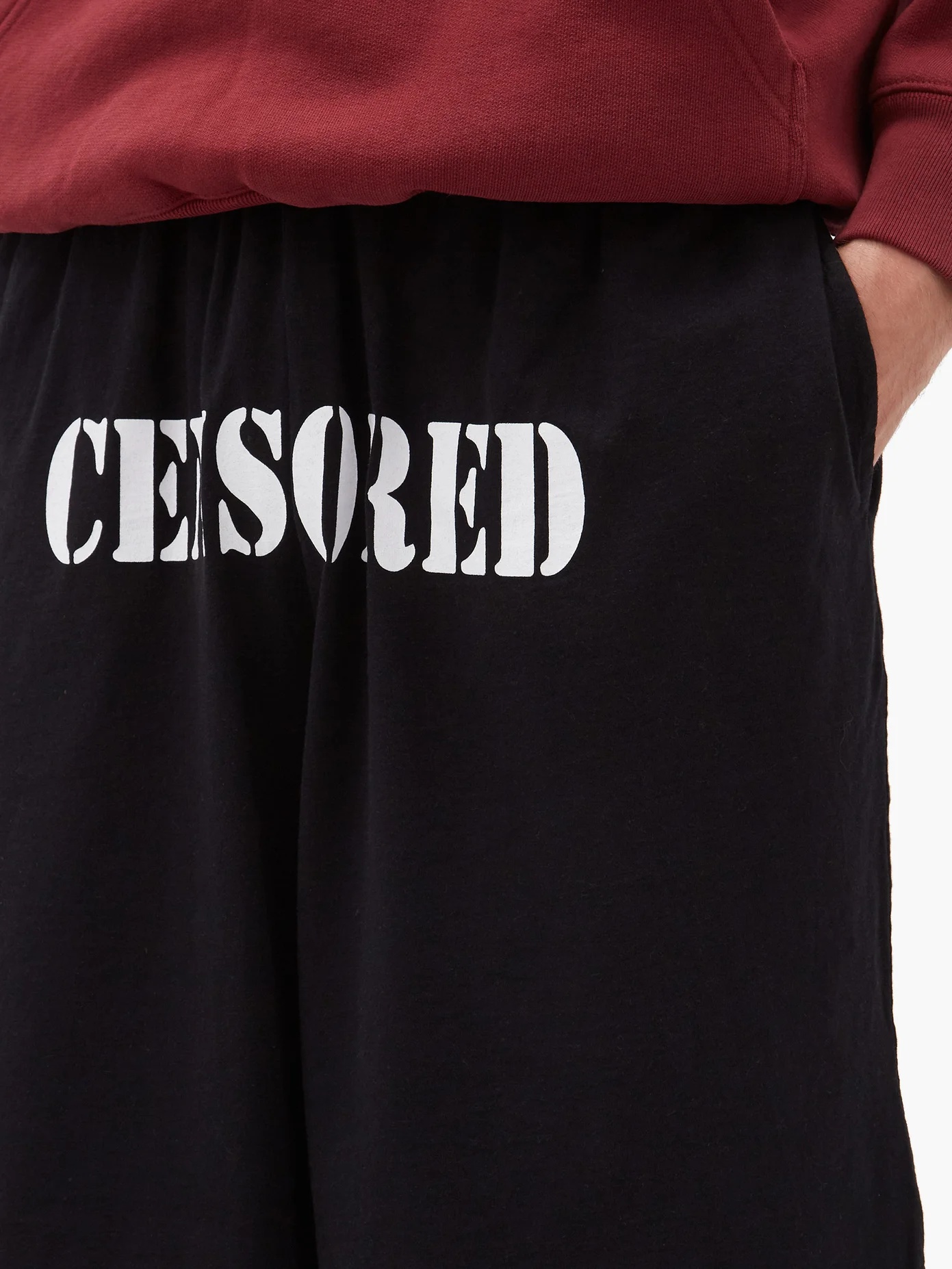 Censored-print cotton-jersey shorts - 3