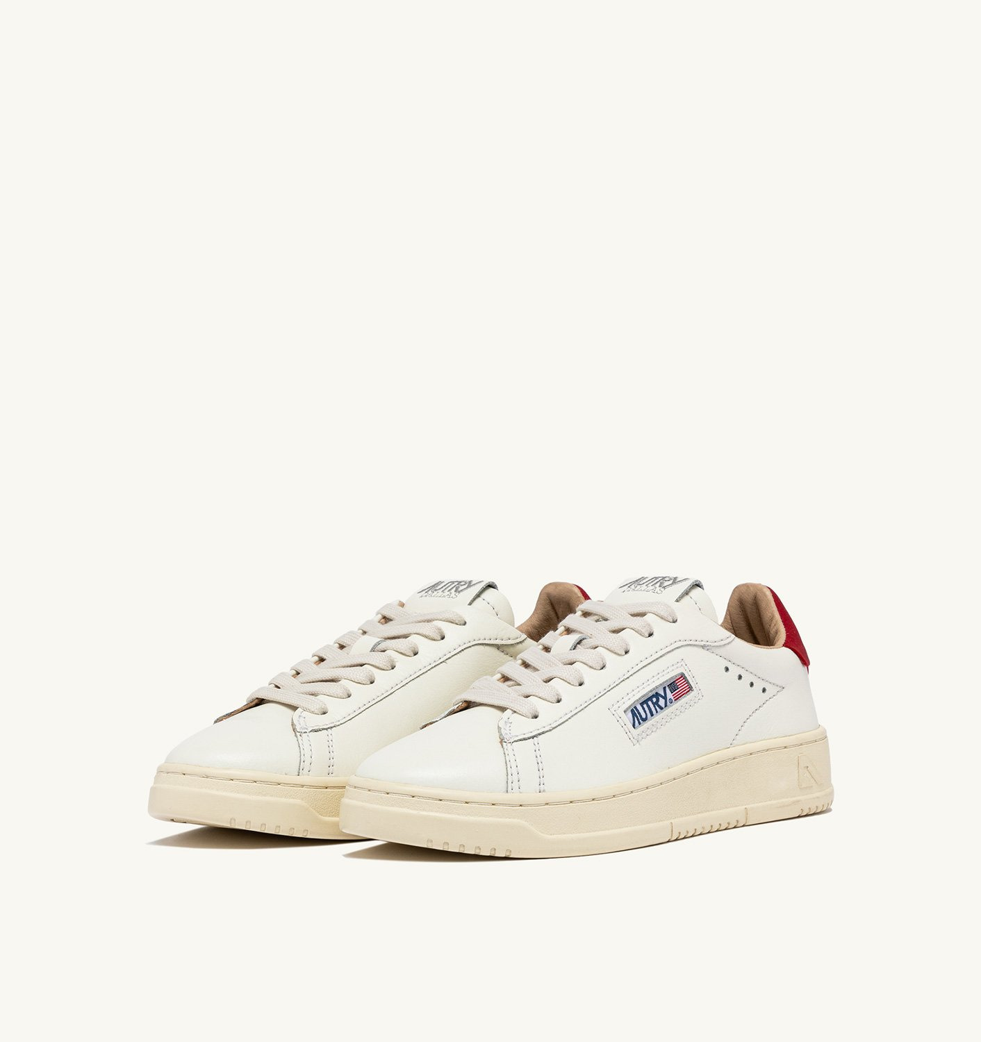 DALLAS LOW SNEAKERS IN WHITE AND RED LEATHER - 2