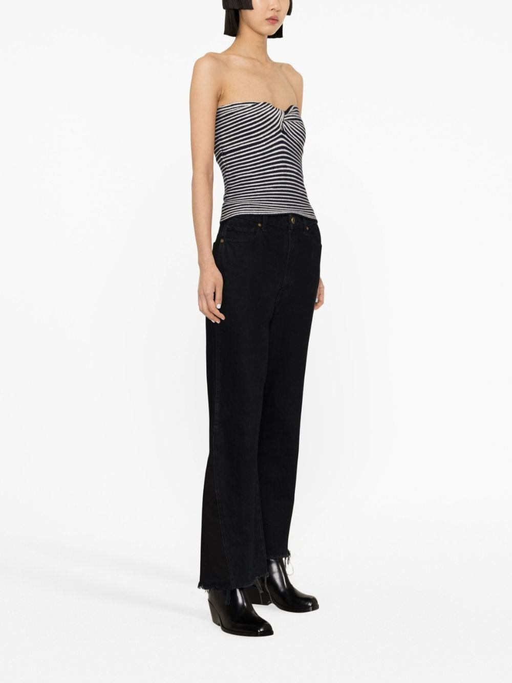 Twista striped crochet-knit wool top - 3