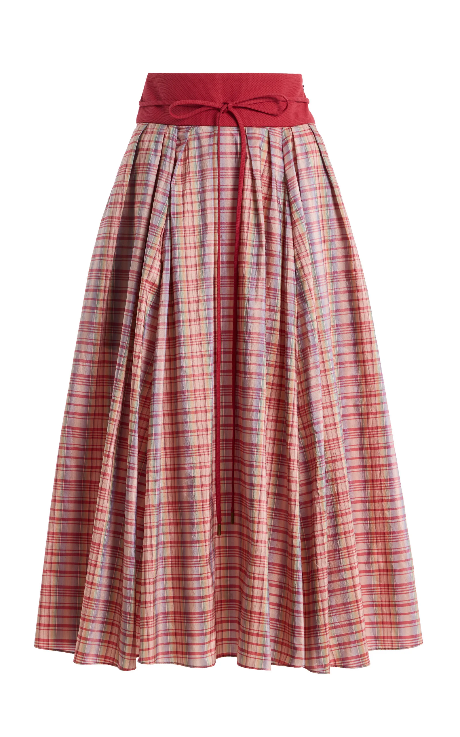 Exclusive Pleated Plaid Silk-Blend Full Midi Skirt plaid - 1
