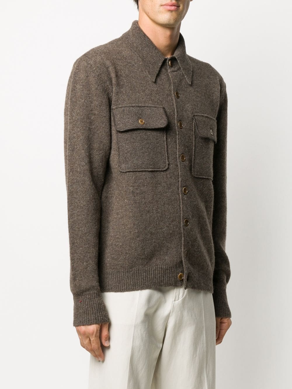 flap-pocket knitted overshirt - 3