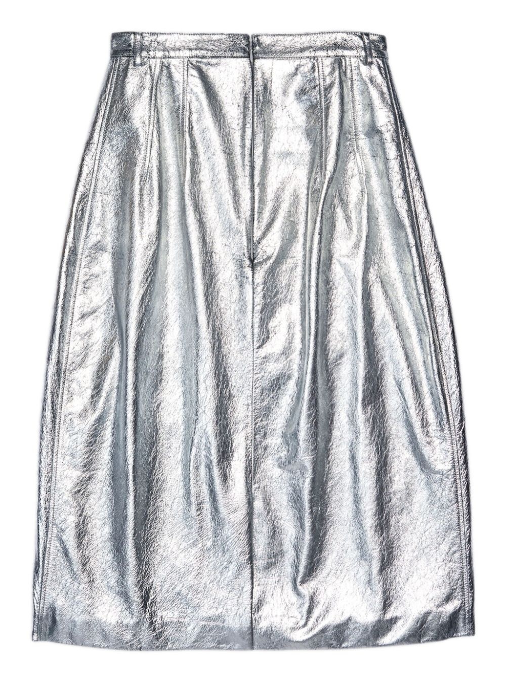 metallic-effect lamb skin skirt - 5