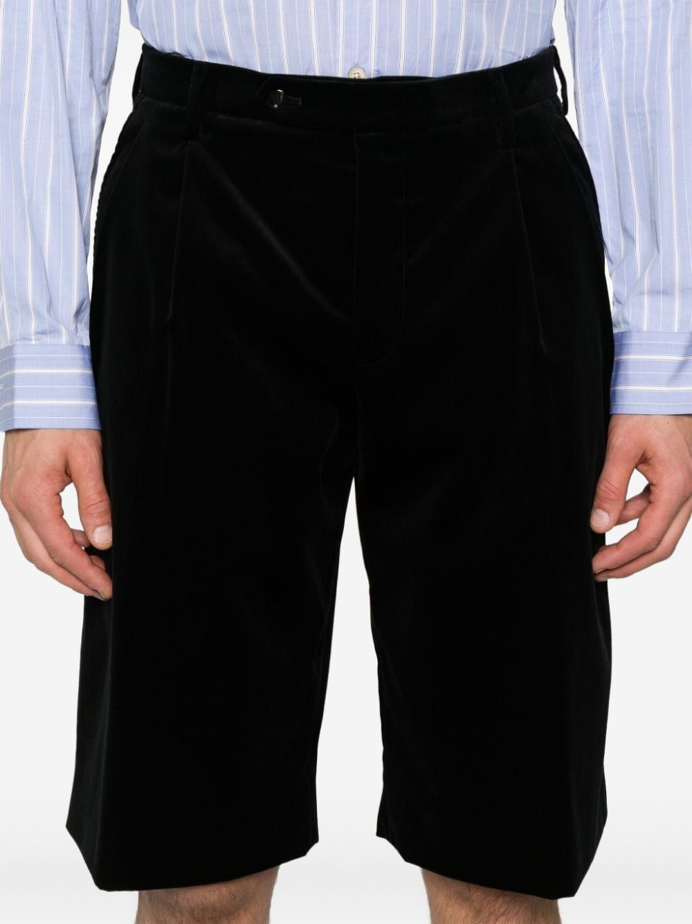 pleated cotton-blend shorts - 5
