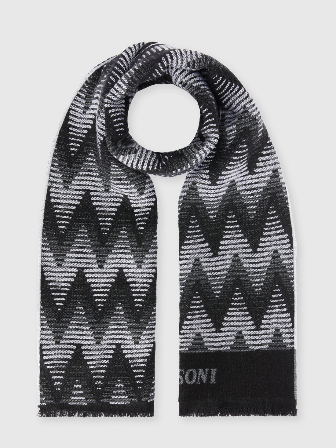 Zig zag wool scarf with logo - 1