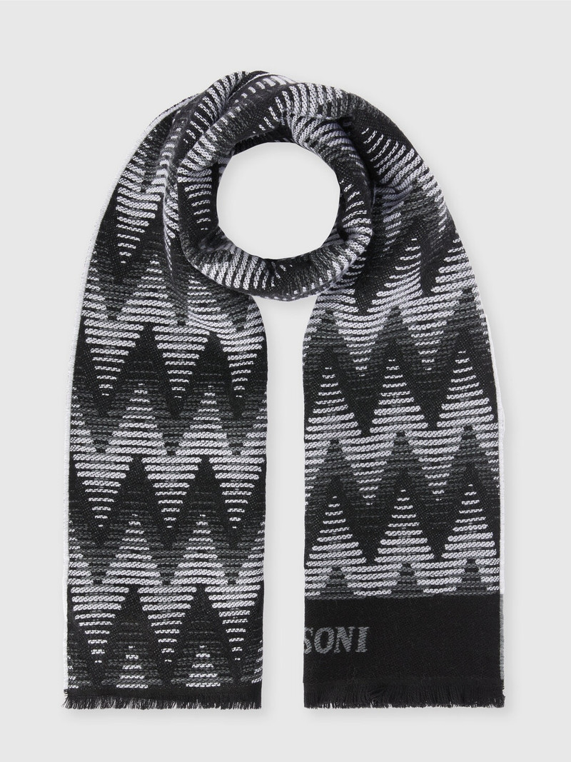 Zig zag wool scarf with logo 1