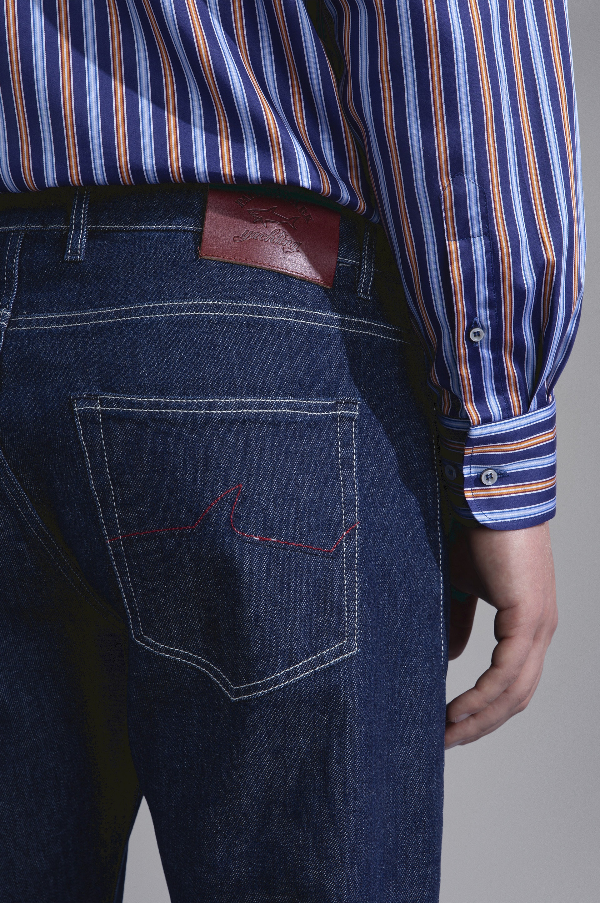 RED RIVET STRETCH JEANS - 4