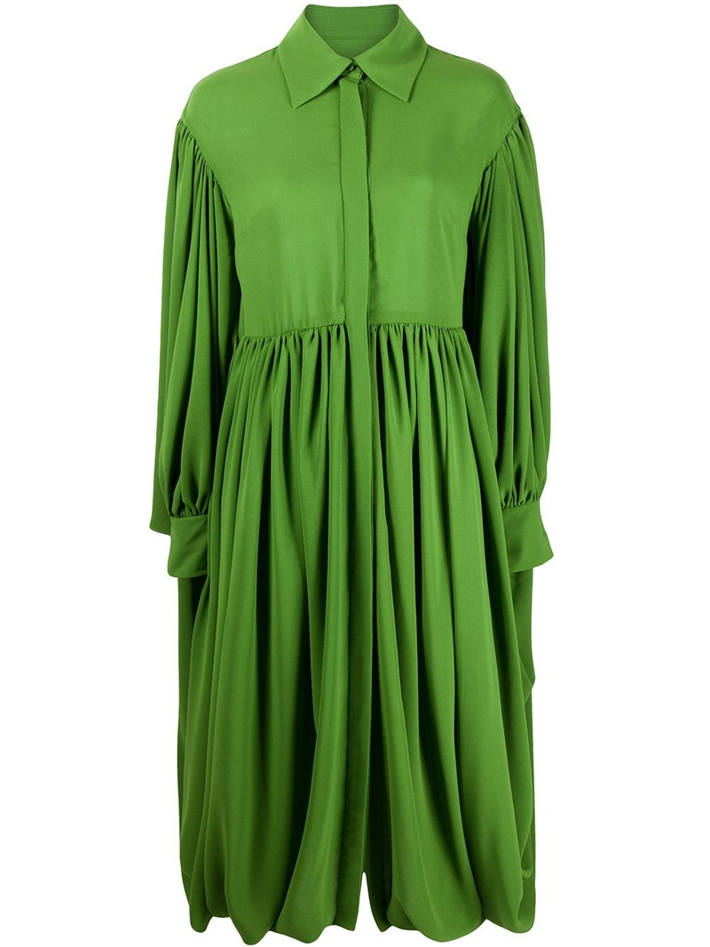 gathered hem pleated shirt dress 1