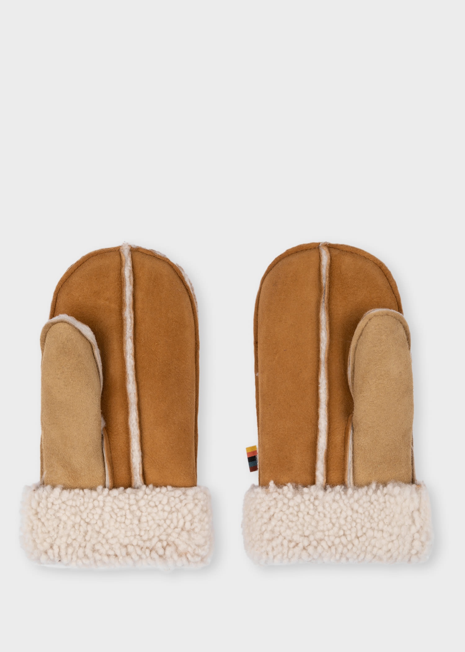 Tan Shearling Mittens - 2