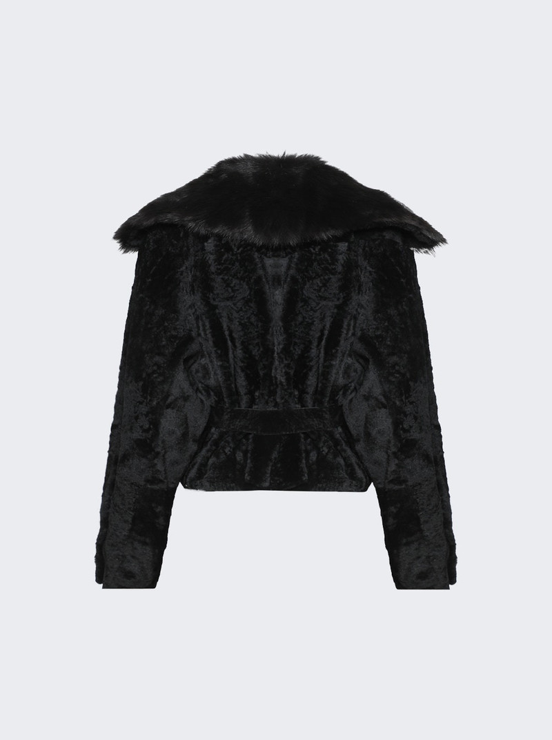 NOUR HAMMOUR Renata Velvety Shearling Jacket Noir Boheme outlook