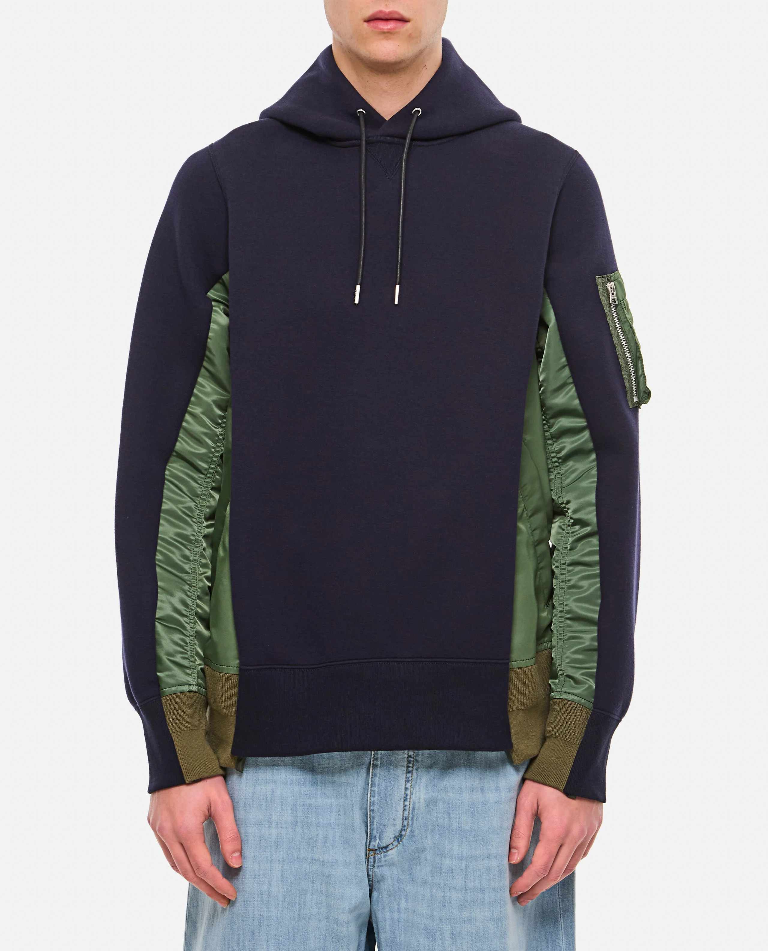 Sacai Men Sponge Sweat X Nylon Twill Pullover - 1
