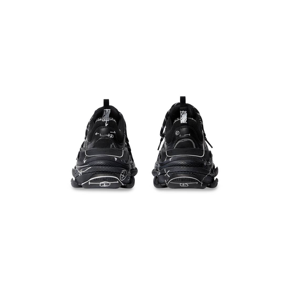 BALENCIAGA Men's Triple S Sketch Sneaker in Black | REVERSIBLE