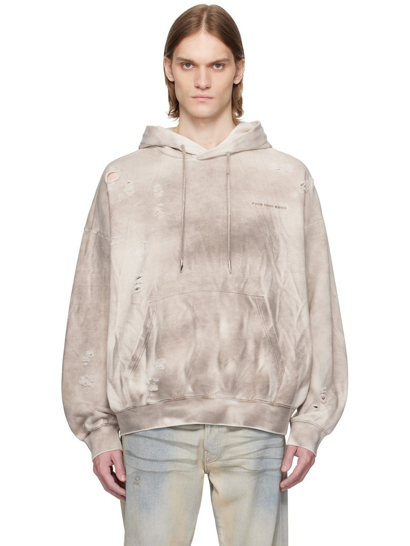 Gray Sandwashed Ripped Hoodie 1