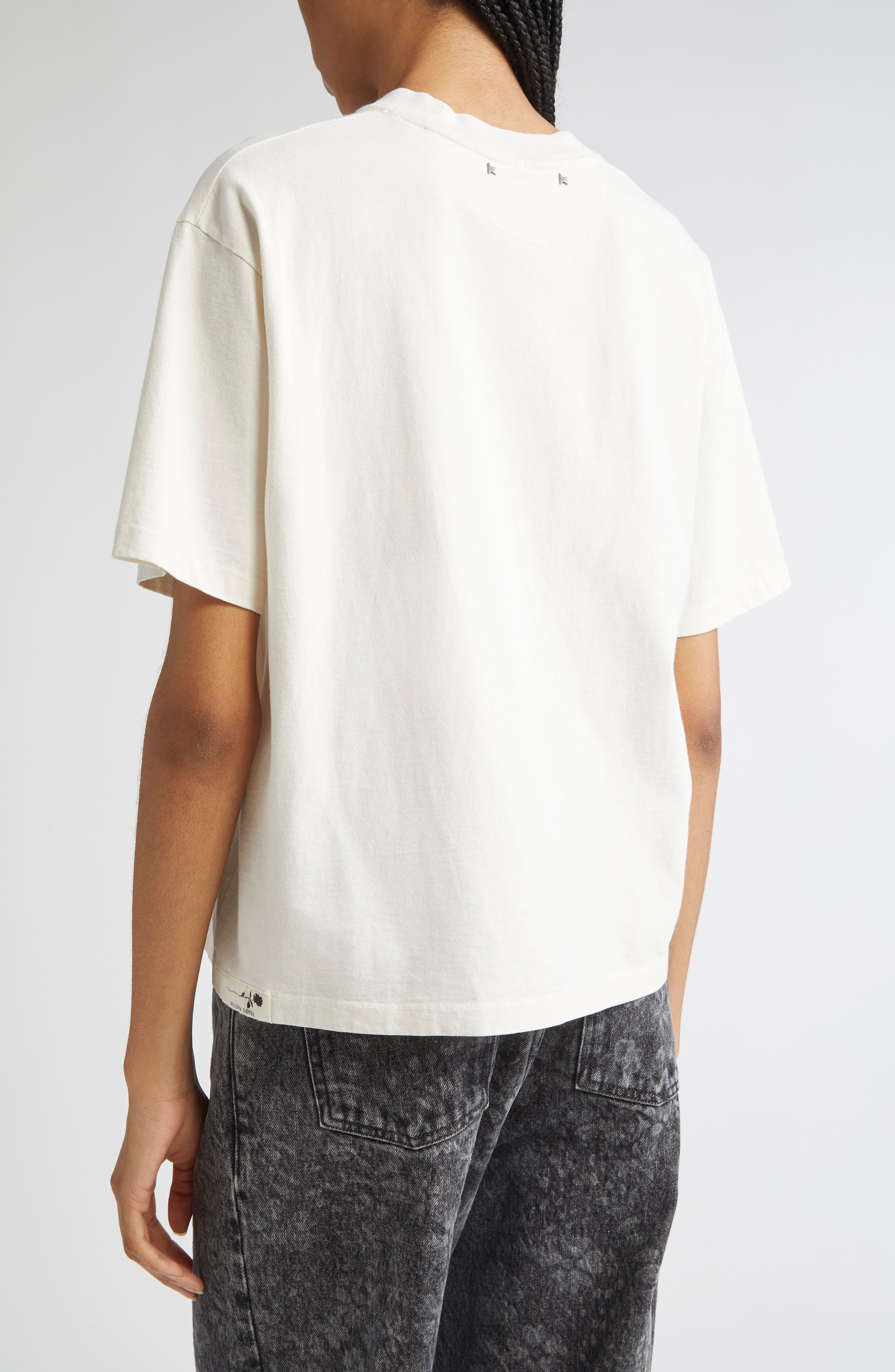 Golden Goose Journey Boxy Floral Graphic T-Shirt in Artic Wolf/Black at Nordstrom - 3