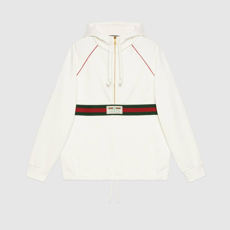 Web stripe-print hoodie - 1
