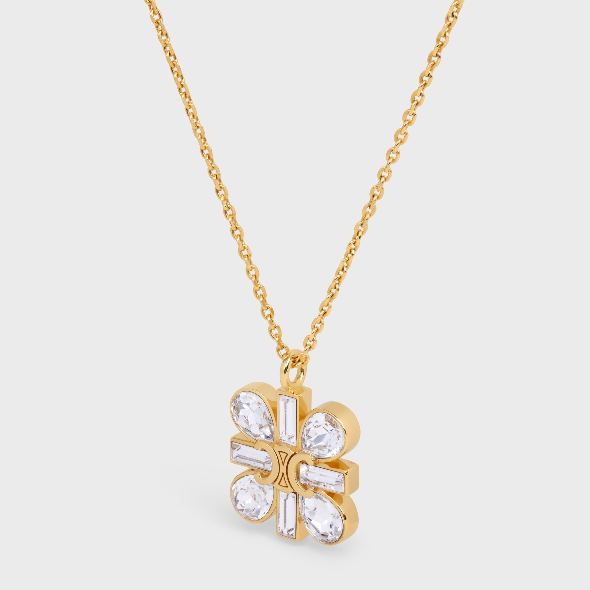Celine Daisy Necklace in Strass and Brass with Gold Finish - 2