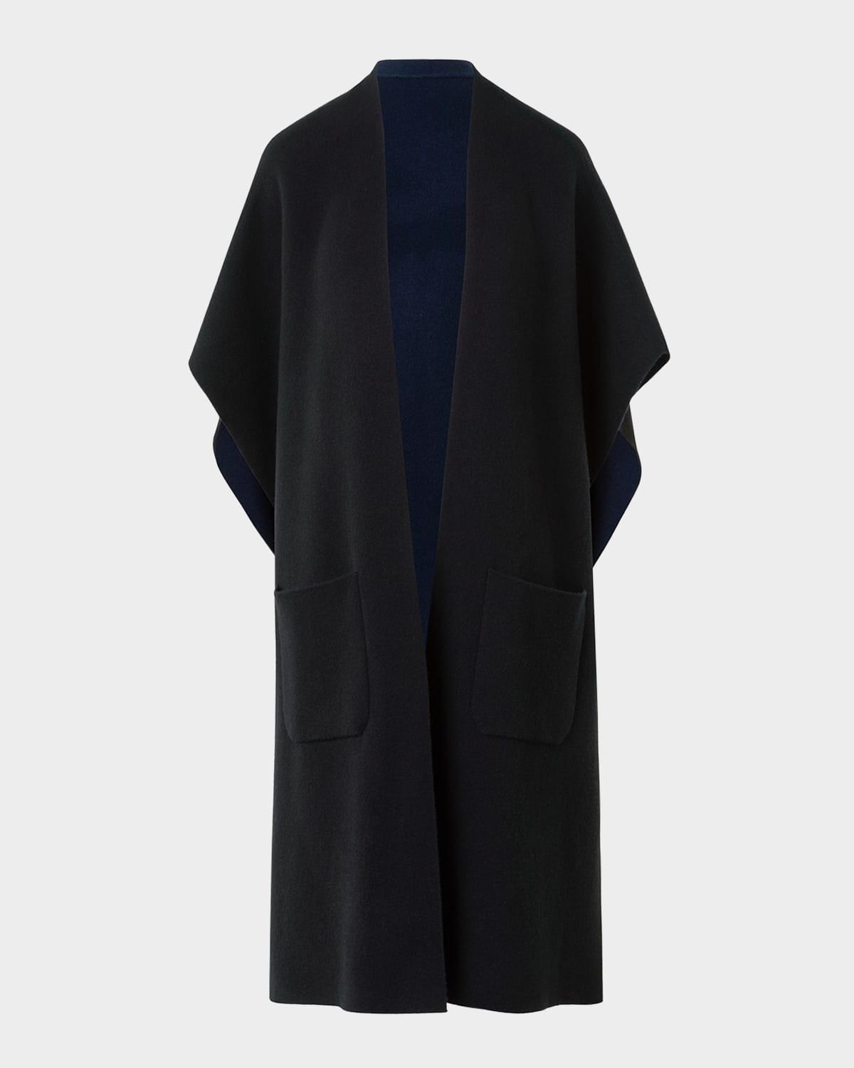 Bicolor Cashmere Double-Face Knit Cape - 1
