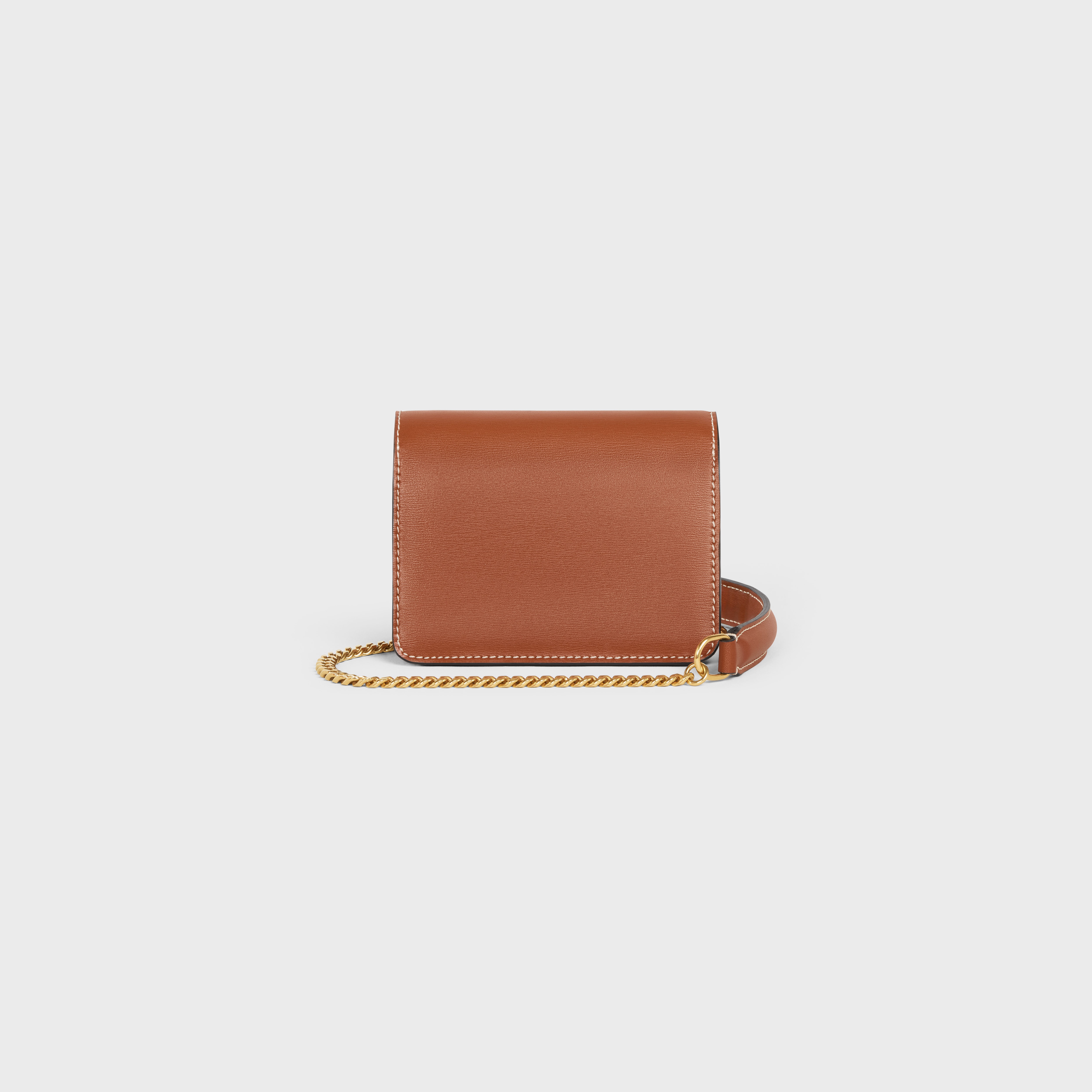 CELINE CARD HOLDER ON CHAIN TRIOMPHE in Shiny calfskin