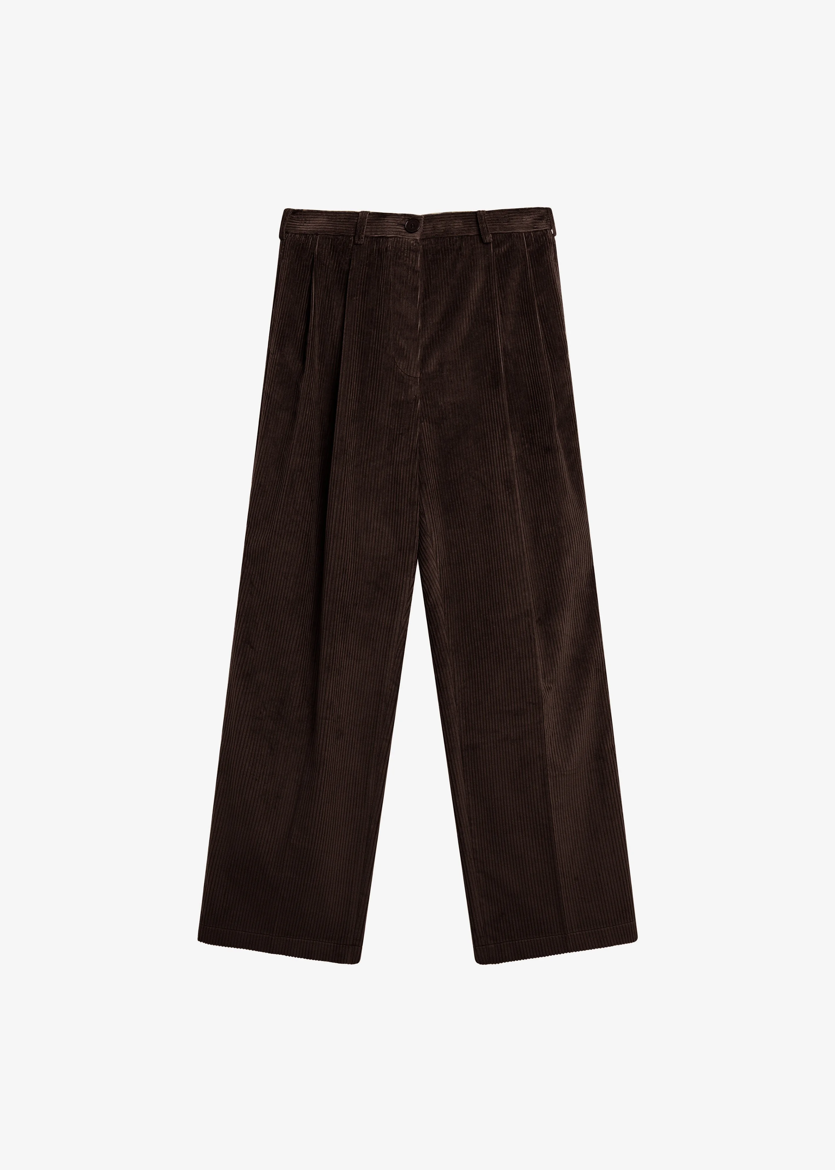 Norstrand Pleated Corduroy Trousers - Dark Brown - 1
