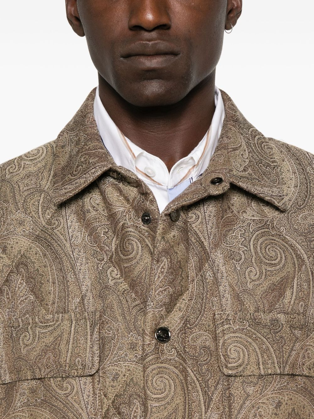 paisley-print shirt jacket - 5