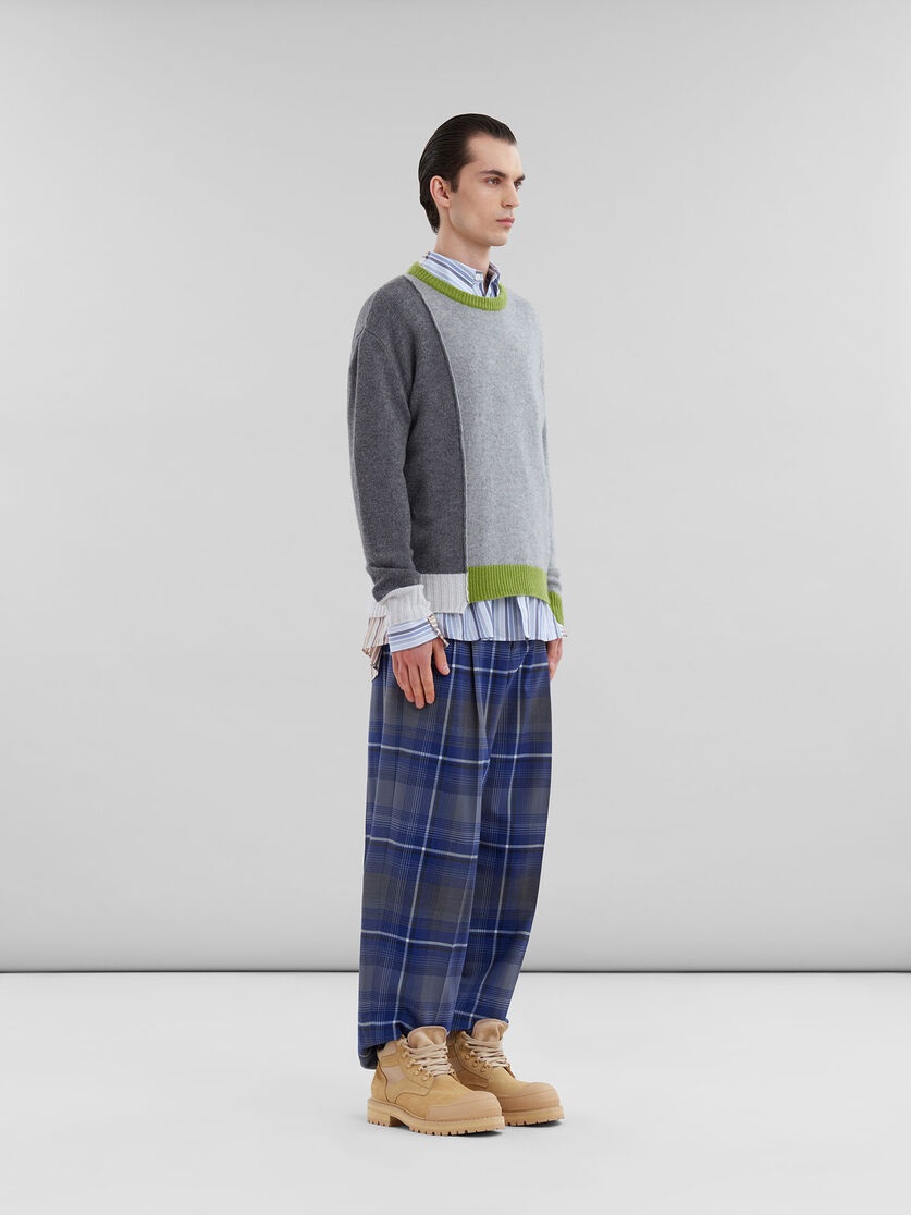 GREY CASHMERE COLOUR-BLOCK JUMPER - 5