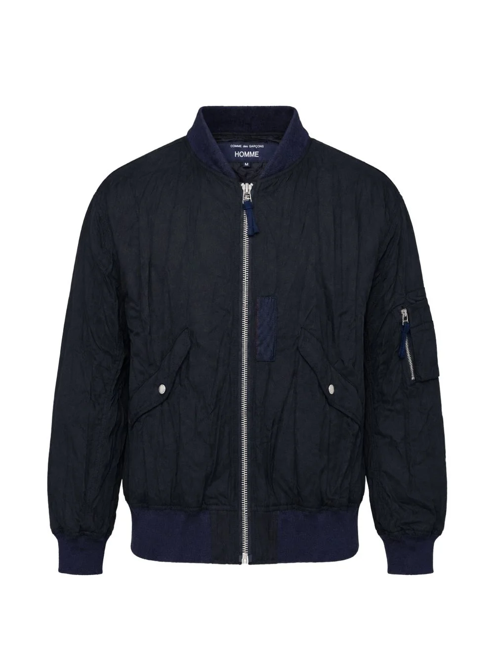 crinkled zip-up bomber jacket - 1