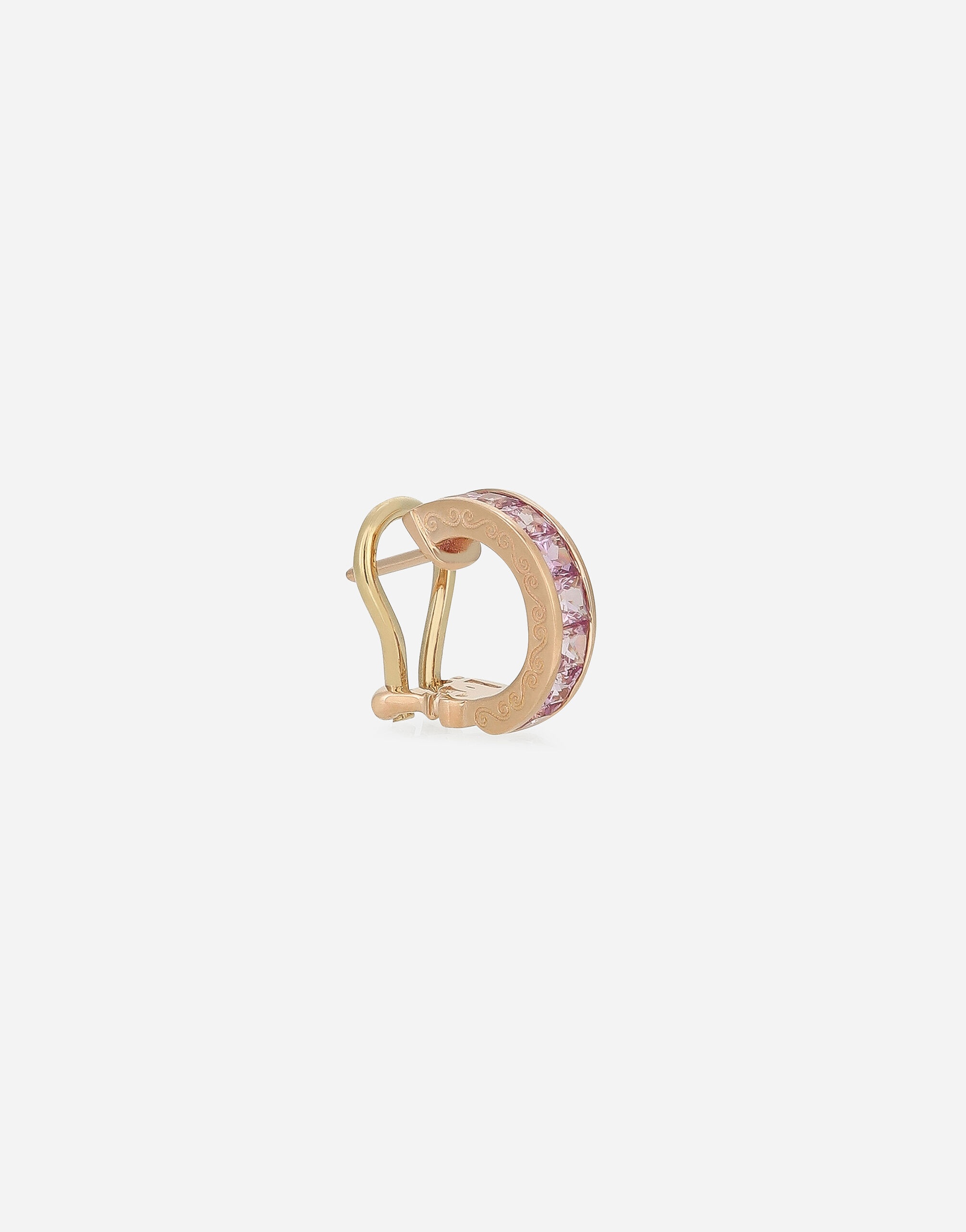 Anna single earring in red gold 18kt with pink sapphires - 3