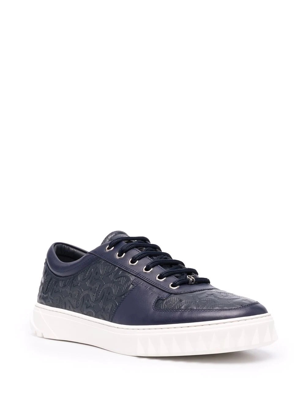 Gancini-embossed leather sneakers - 2