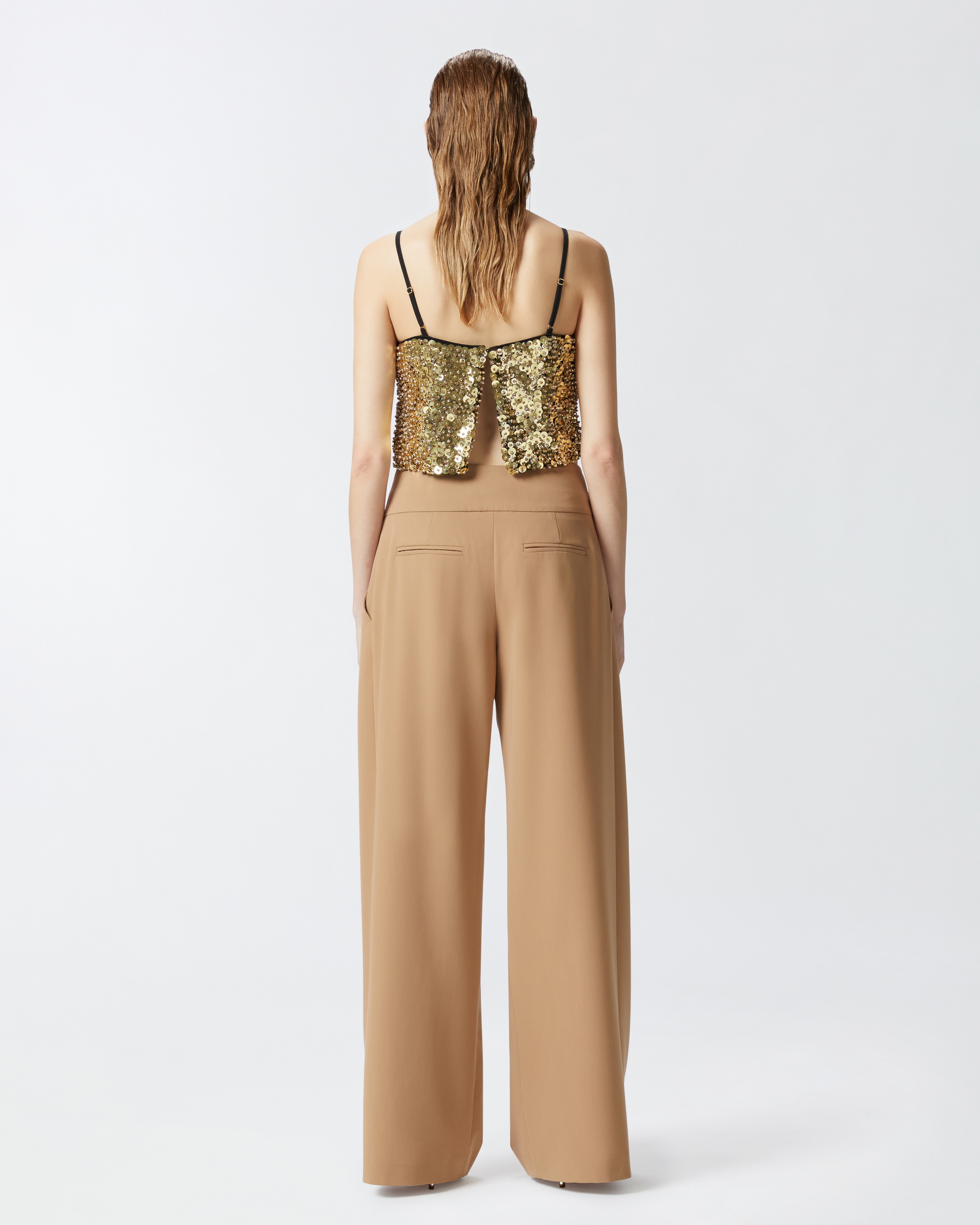 ELEGANT WIDE-LEG TROUSERS WITH DARTS - 4