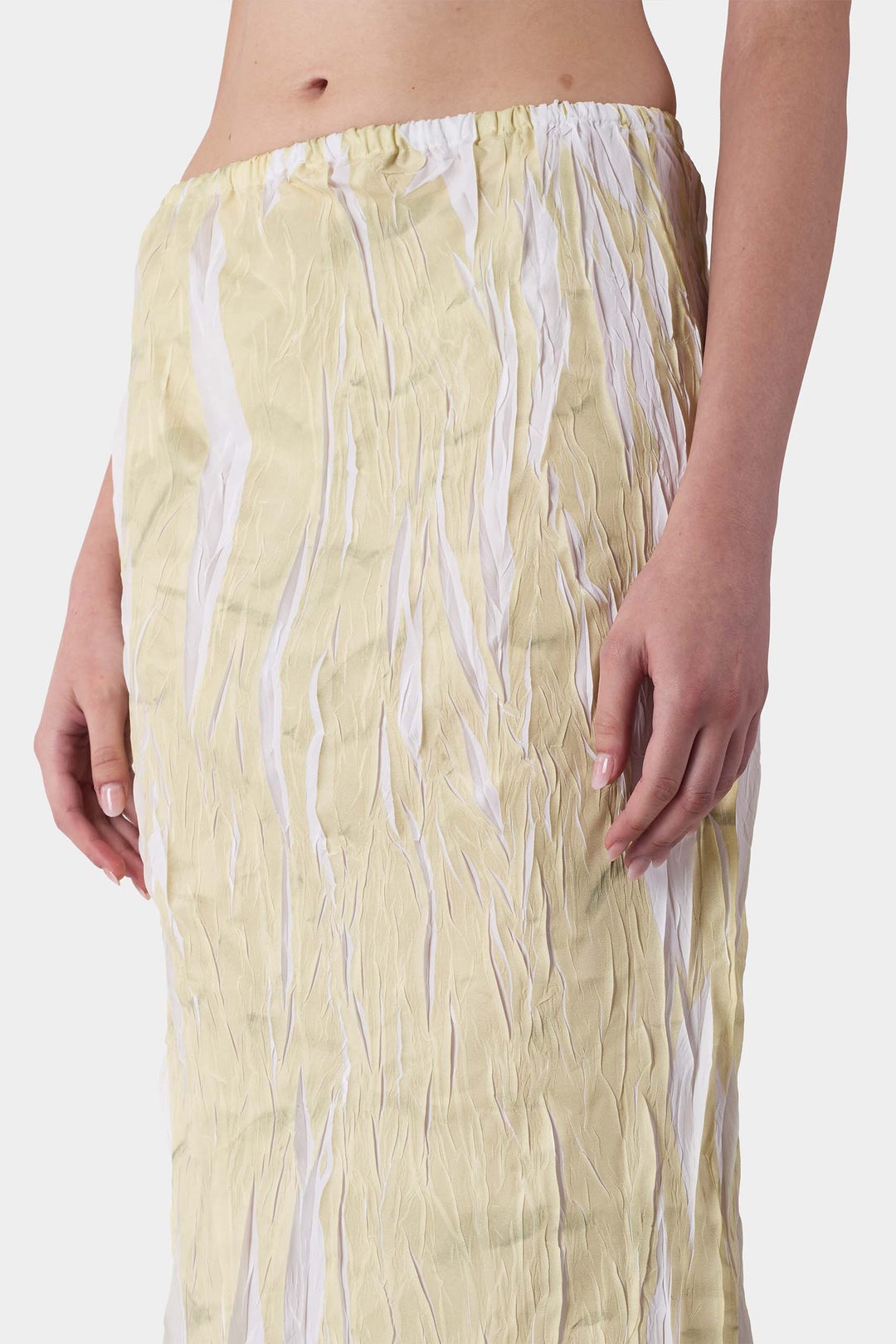 PLEATED SKIRT / beige wrinkled print - 5