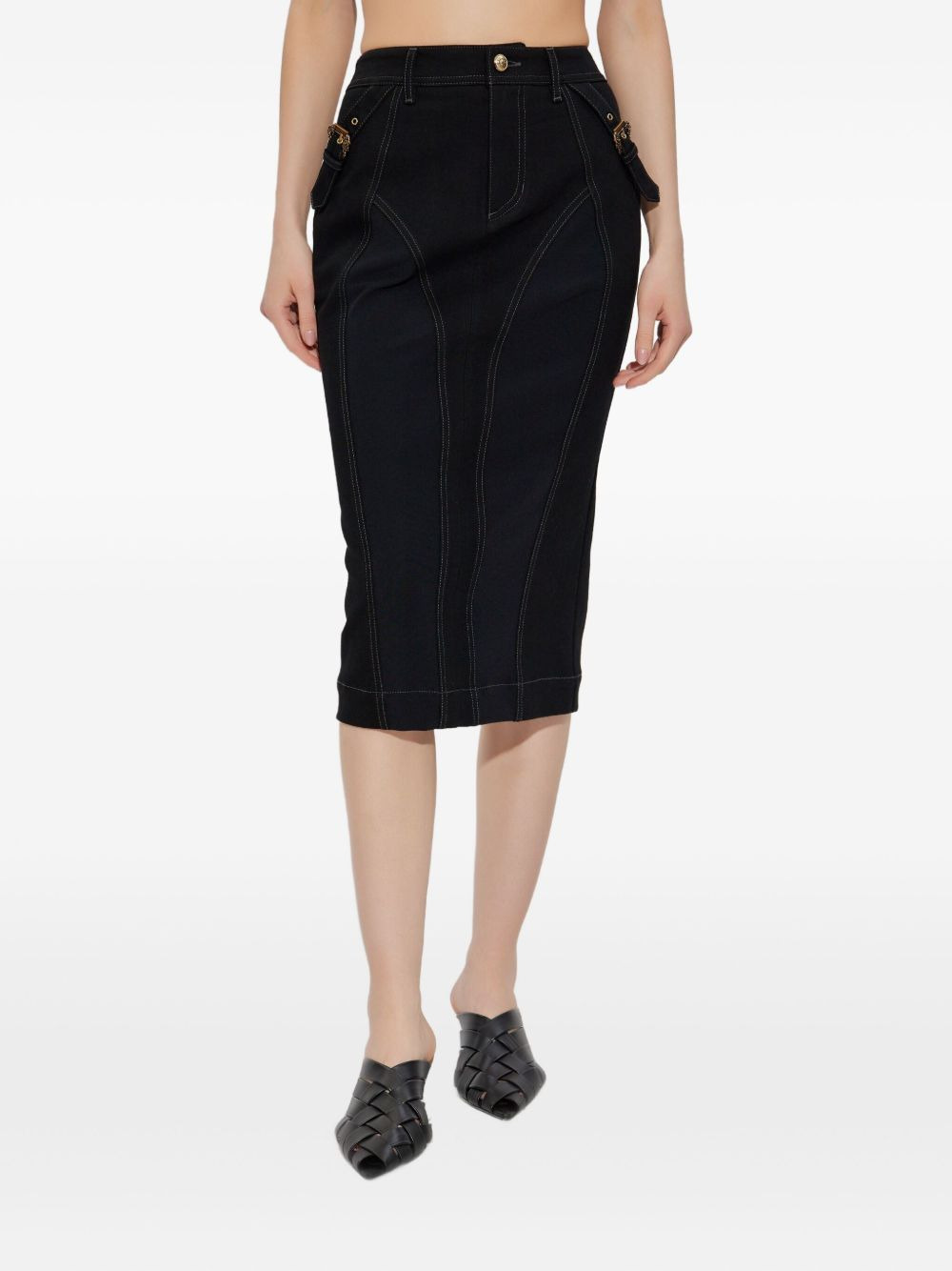buckle-detail denim skirt - 3