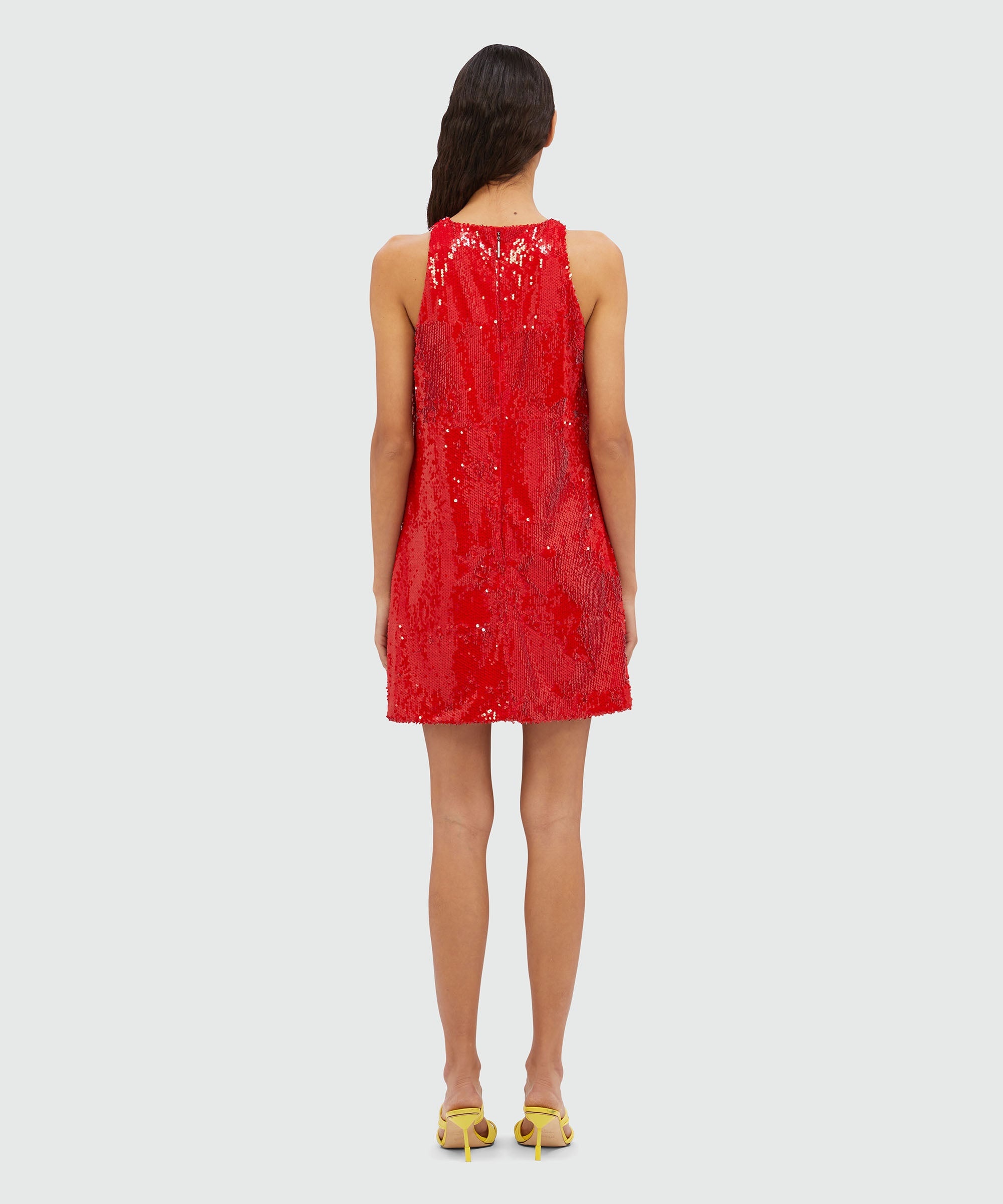 Red sequin mini dress - 4