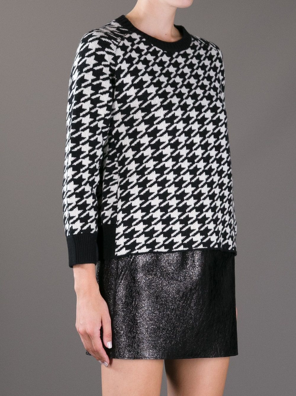 houndstooth print sweater - 3