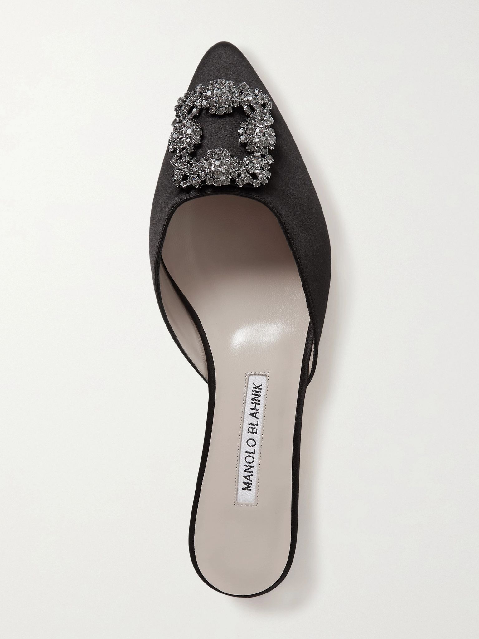 Hangisi crystal-embellished satin slippers Black - 5