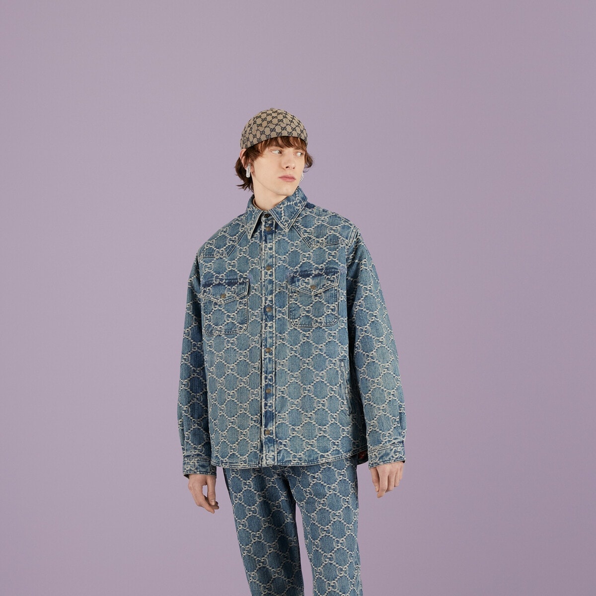 GG jacquard denim shirt - 5