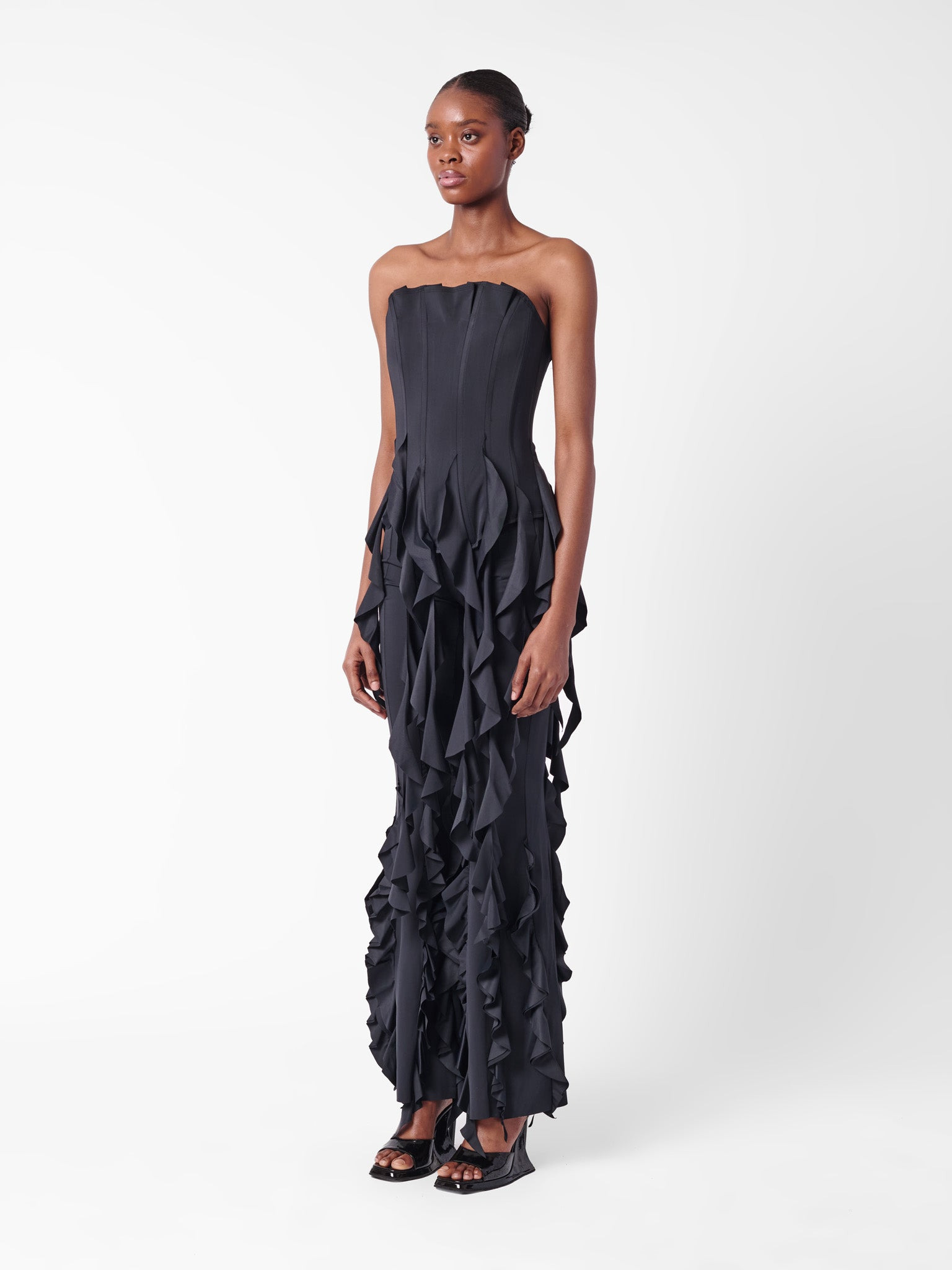 RHONDA RUFFLE TROUSERS BLACK - 5