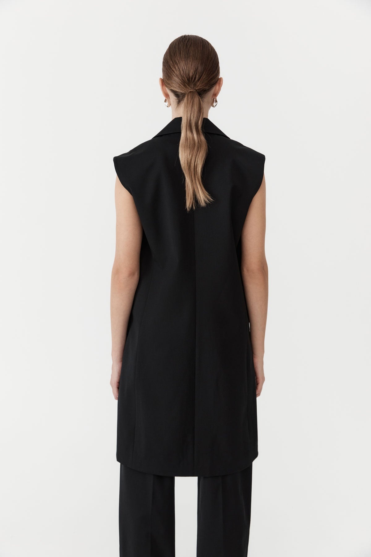 Sleeveless Tailored Blazer - Black - 4