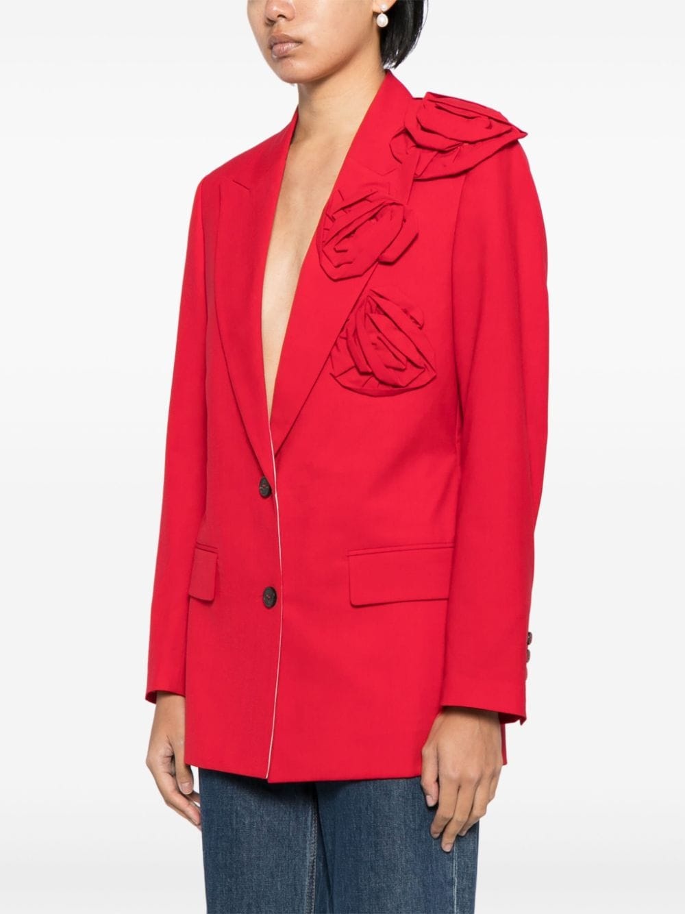 floral appliquÃ© v-neck blazer - 3