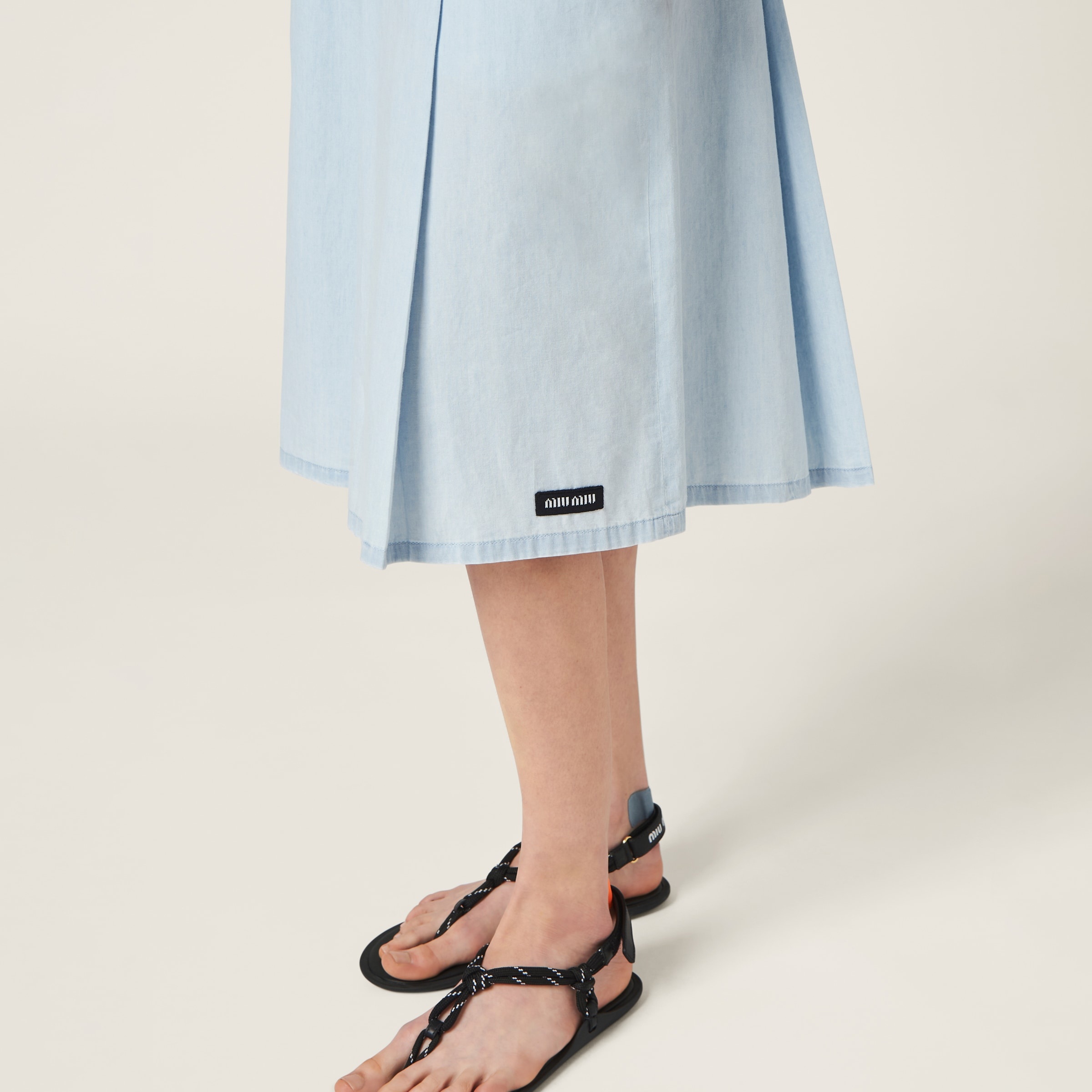 Pleated chambray skirt - 4