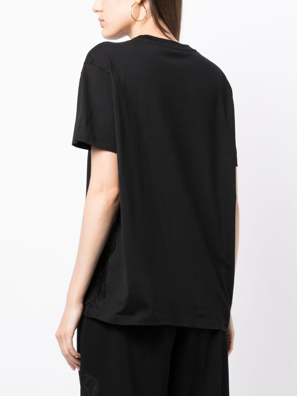 lace-detailing cotton T-shirt - 8