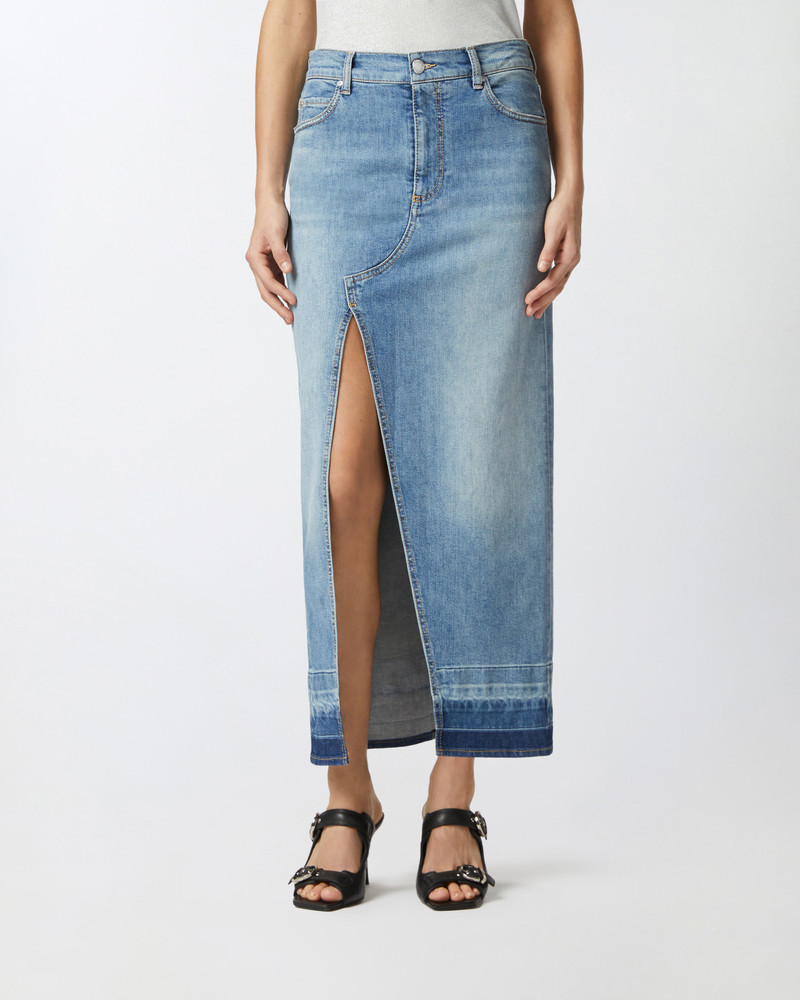 LONG SKIRT IN LIGHT DENIM WITH FRONT SLIT 3