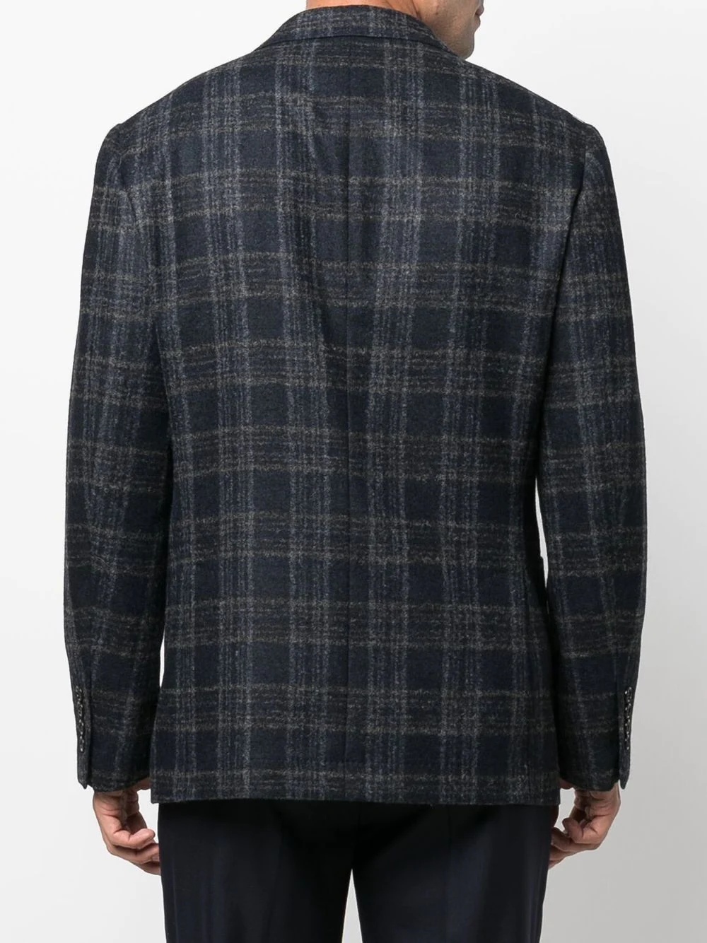 check-print single-breasted blazer - 4