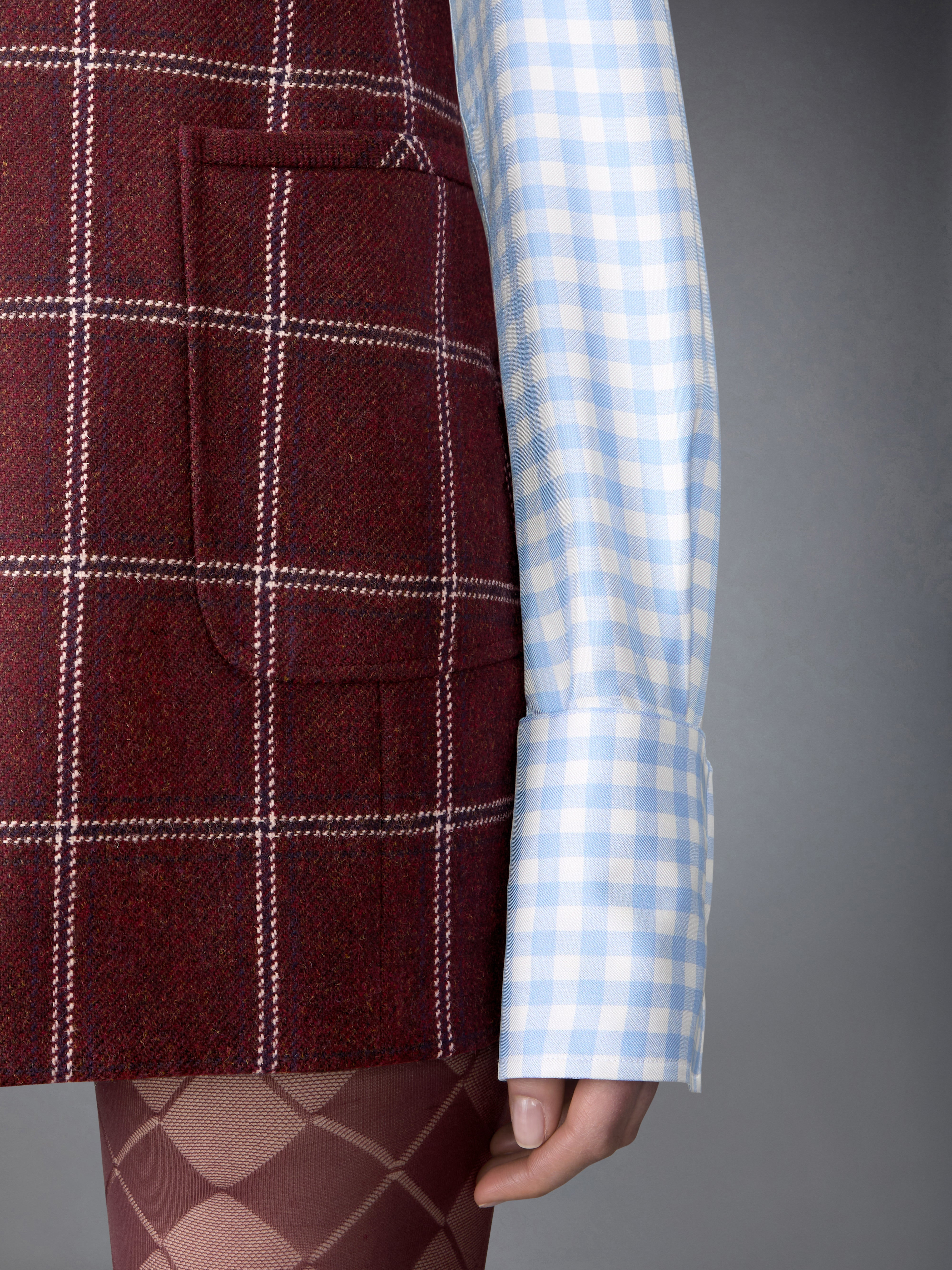 WINDOWPANE HUNTING TWEED MINI PENCIL DRESS - 6