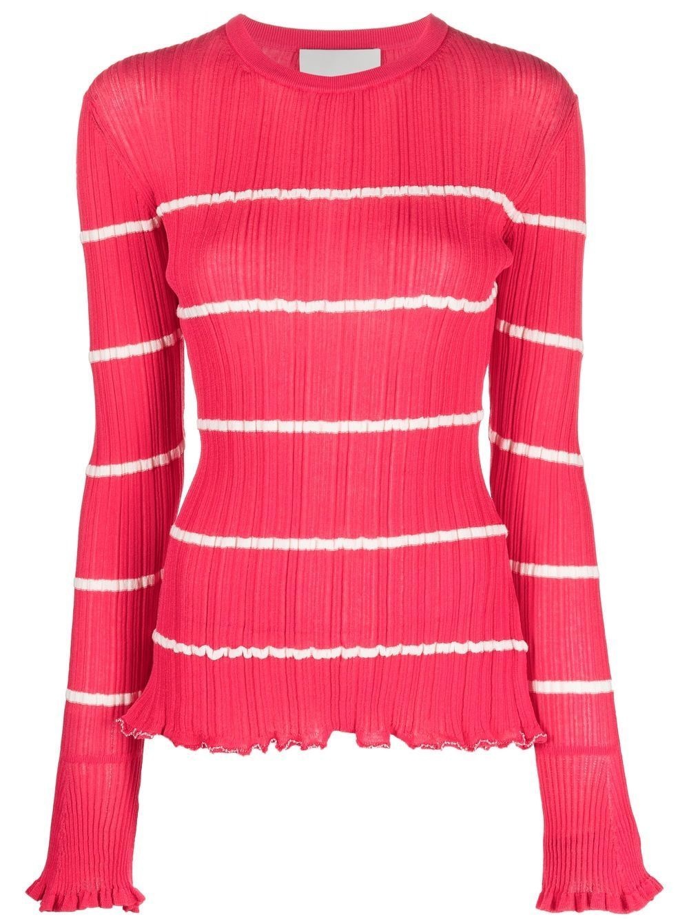 striped ribbed-knit top - 1