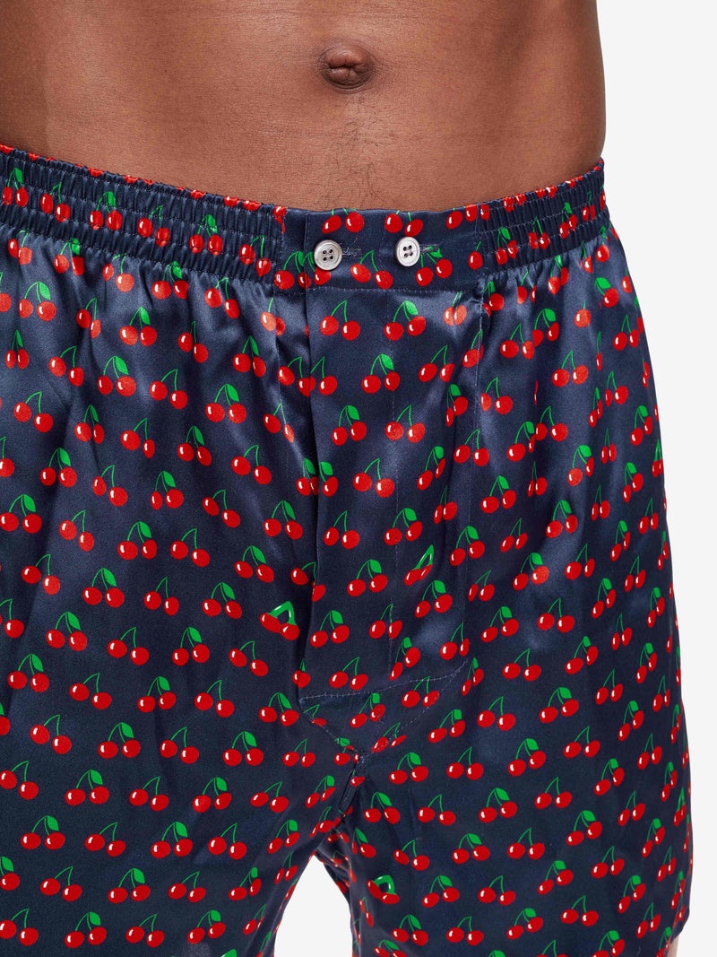 Men's Classic Fit Boxers Brindisi 77 Silk Satin Navy - 6