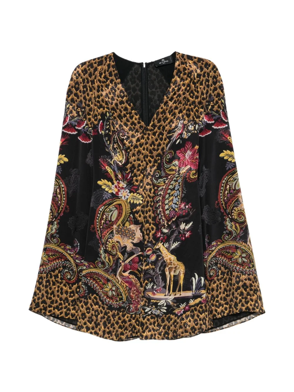 leopard-print cape-sleeve dress - 1