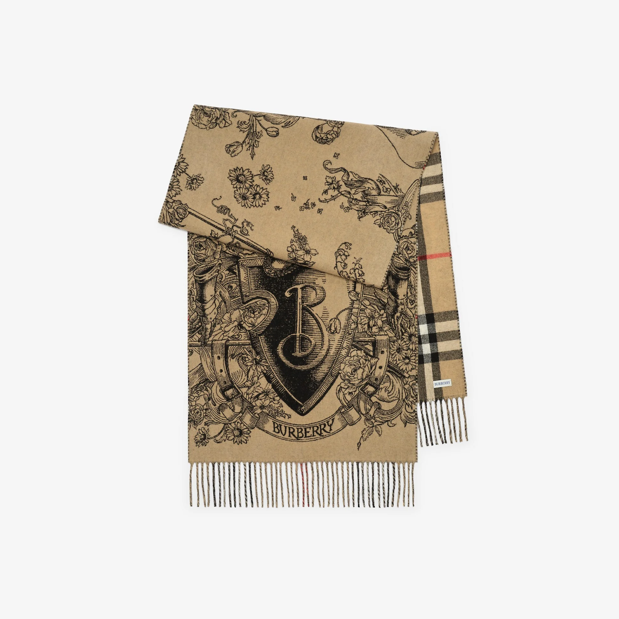 Reversible Etched Knight Cashmere Scarf - 1