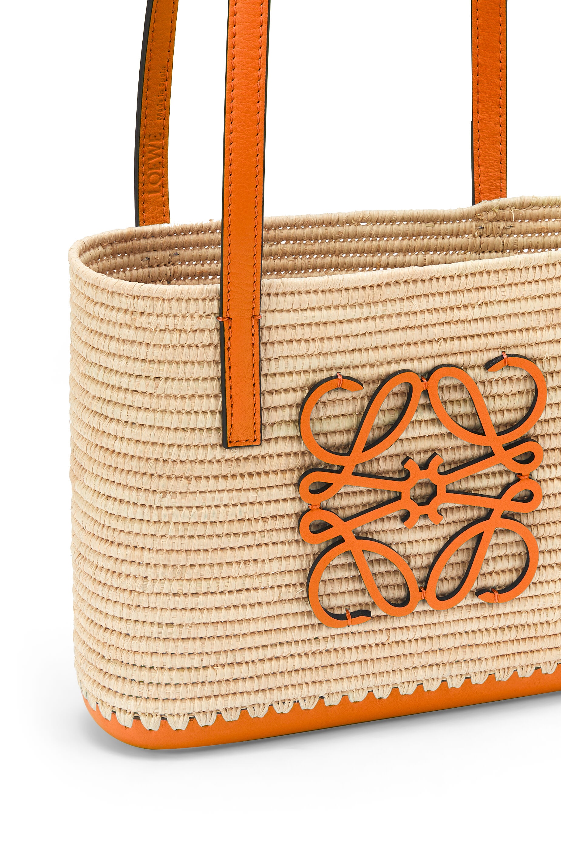 Mini Square Basket bag in raffia and calfskin - 6
