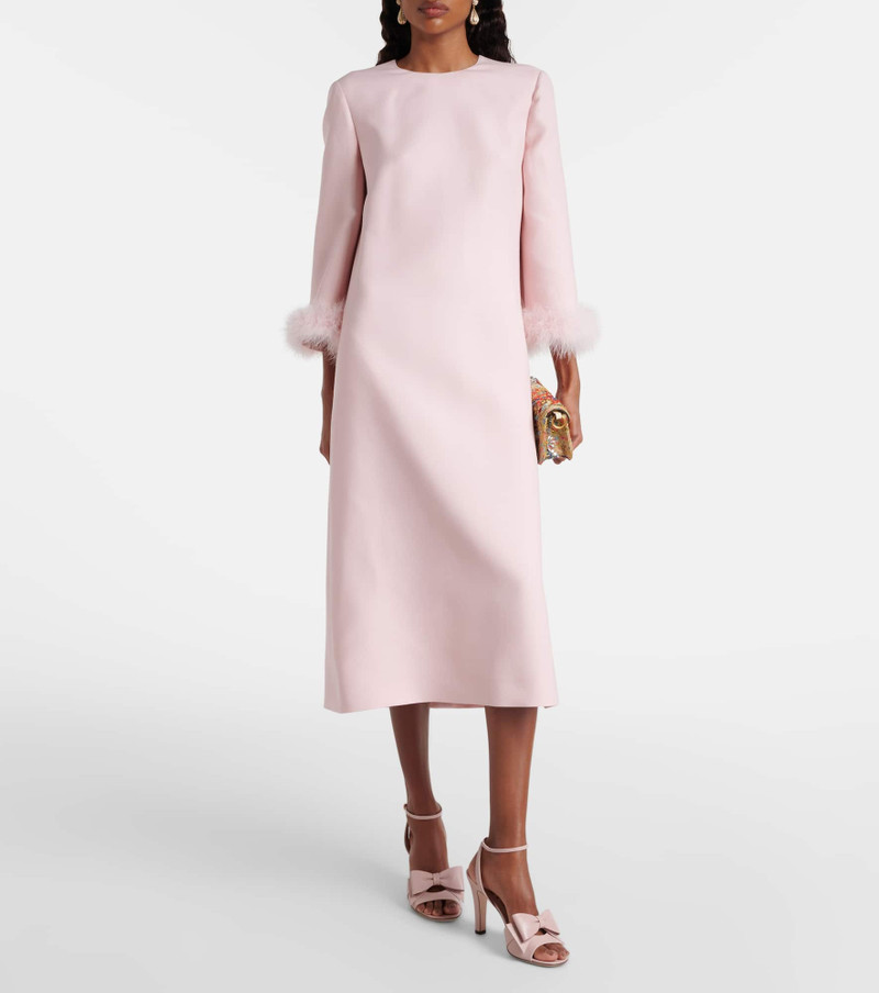 Valentino Crepe Couture feather-trimmed midi dress outlook