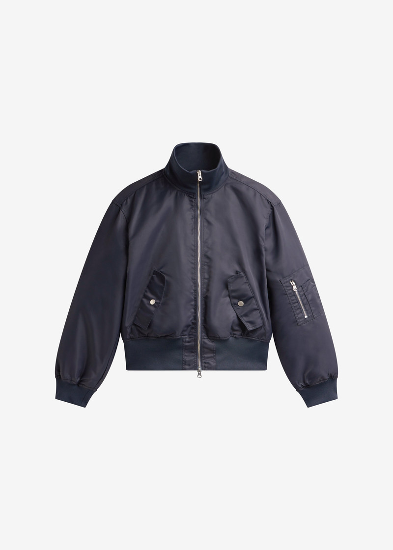 Maloy Cropped Bomber Jacket - Navy 1
