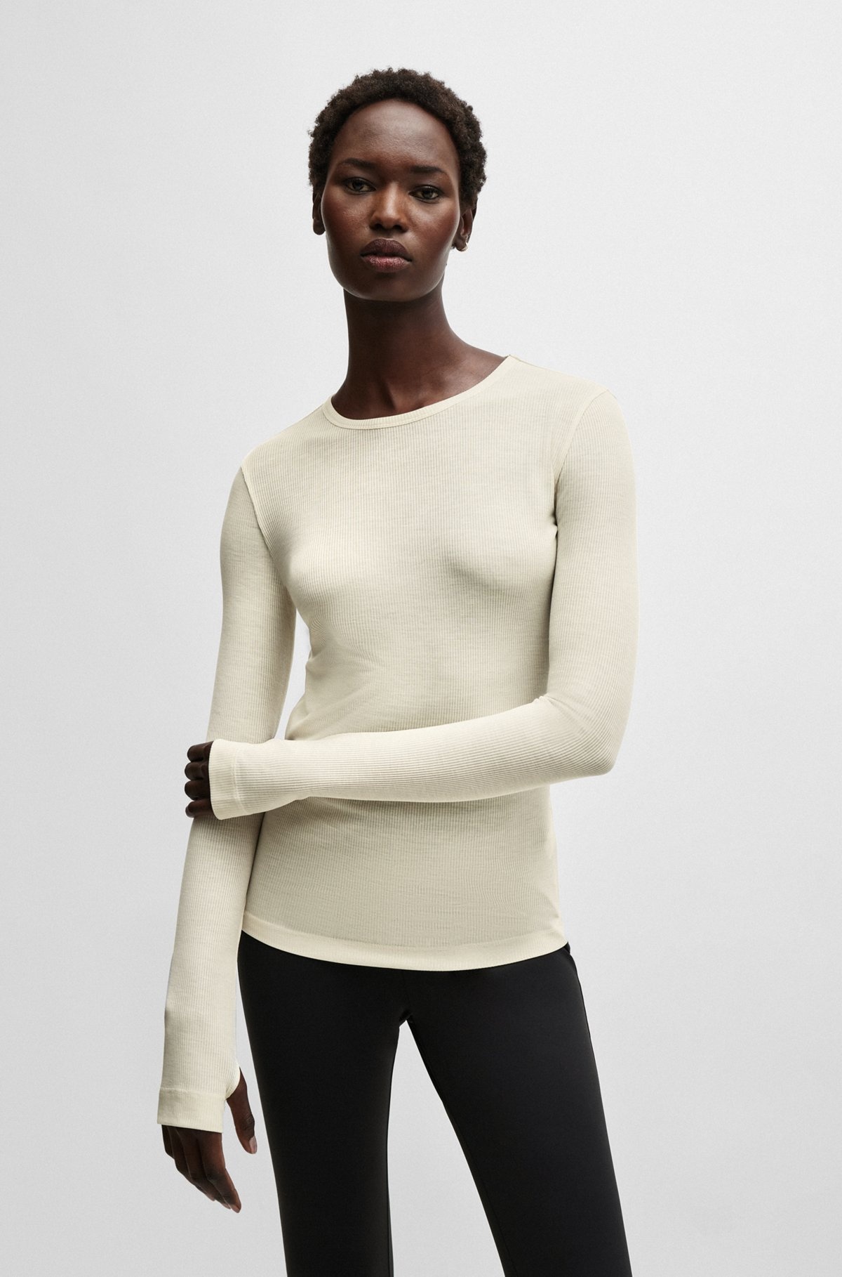 NAOMI X BOSS RIBBED LONG-SLEEVE TOP - 2